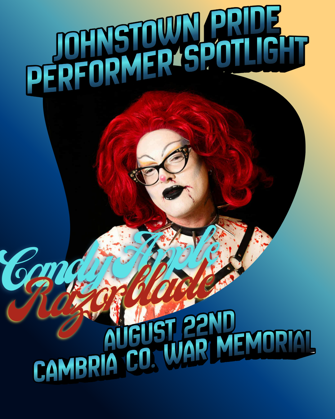 Candy Apple Razorblade featured in the Johnstown Pride 2026 performer spotlight